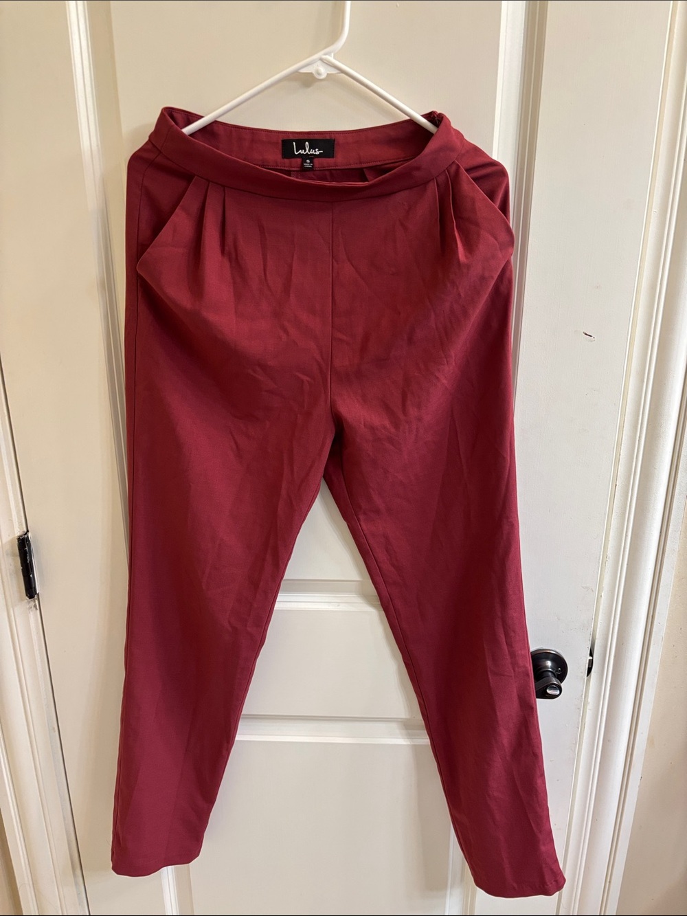 Lulu's Burgundy High-Waist Pleated Tapered Pants